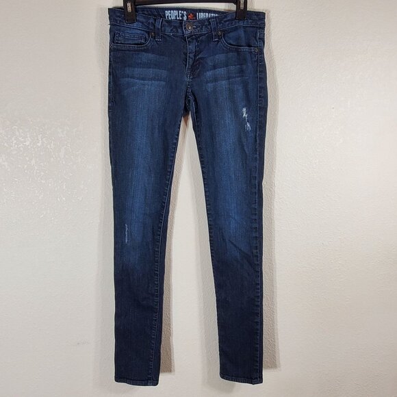 Peoples Liberation Womens Size 26 Distressed Skinny Blue Jeans Star Pocket - Picture 11 of 11